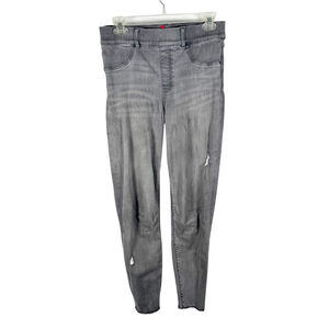 Spanx Women's Distressed Skinny Denim Leggings Gray Jeggings Ankle Size M